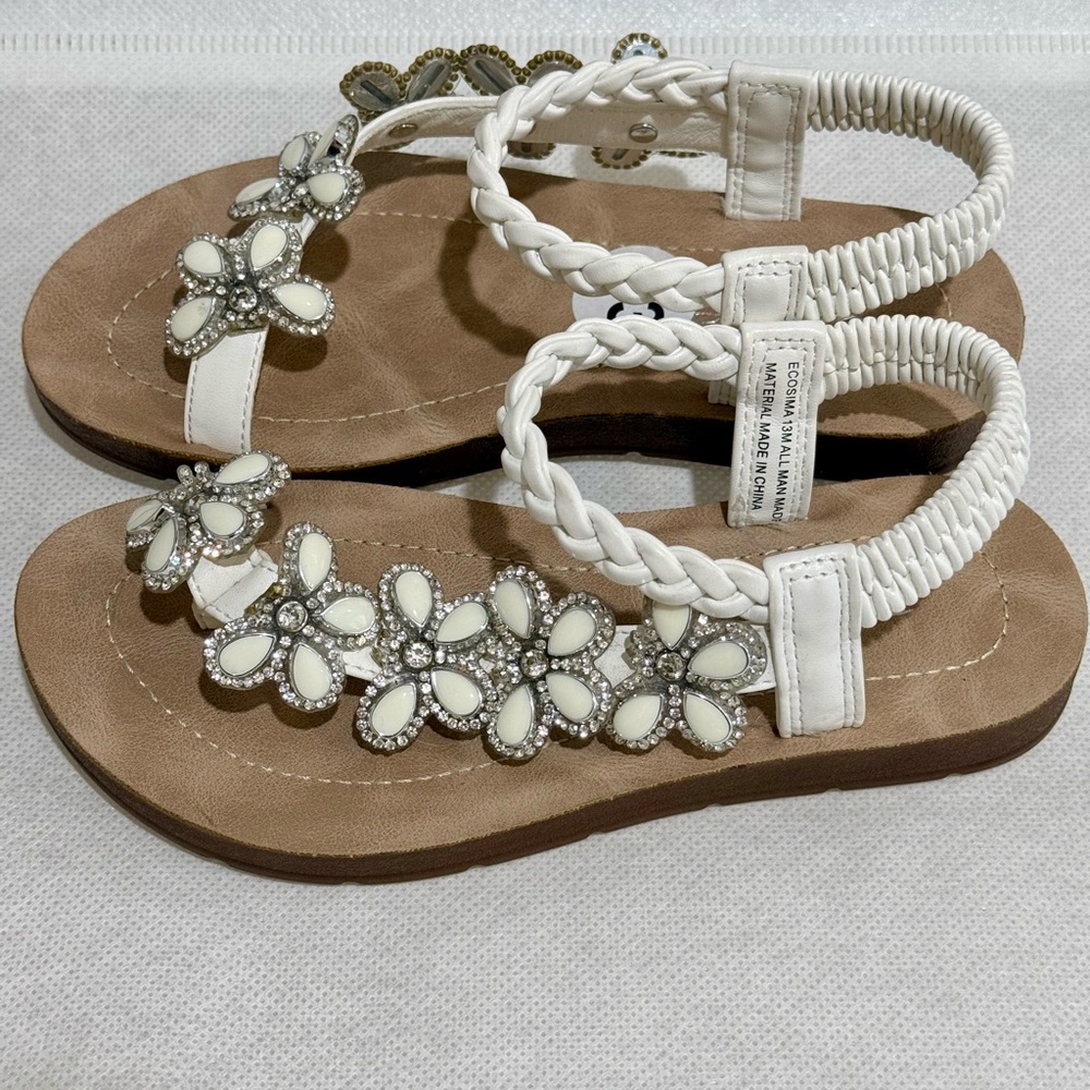 Girls White Sandals with Butterfly Design